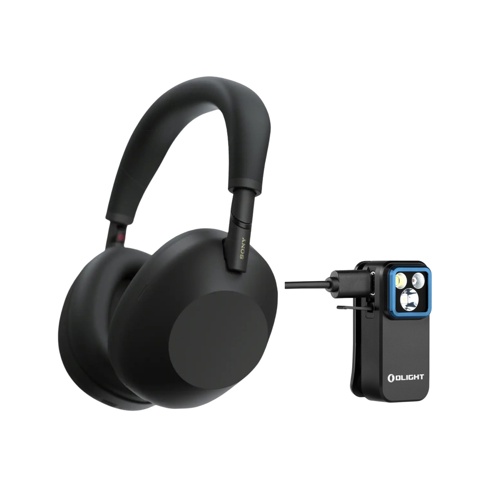 Sony WH-1000XM6 Wireless Headphones (Black) Bundle with Clamp-On Light