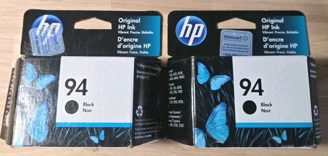 HP Ink 94 Black Noir Genuine HP Toner 2 Boxes Included New Exp. 6/24 FreeS&H New
