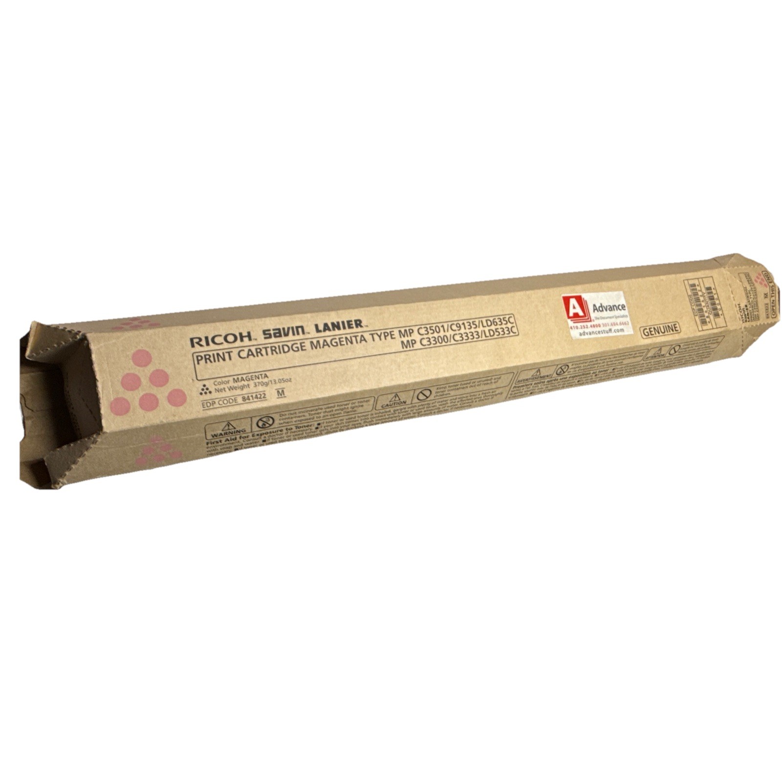 Genuine Ricoh Magenta Toner Cartridge, 16000 Yield (841422) For MP C3501 C3300 +