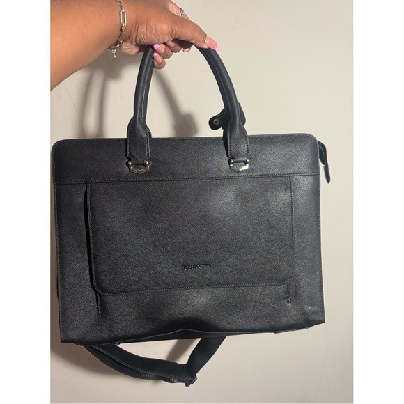 BOSTANTEN Black Briefcase 15.6 Inch Laptop Leather Slim Business Messenger Bag