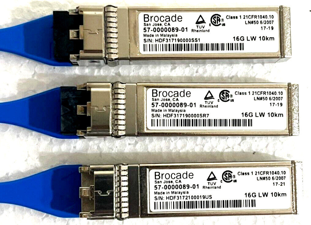 Lot of 100 x Brocade 16Gbps LW SFP Fiber Transceivers 57-0000089-01 16G SR SFP