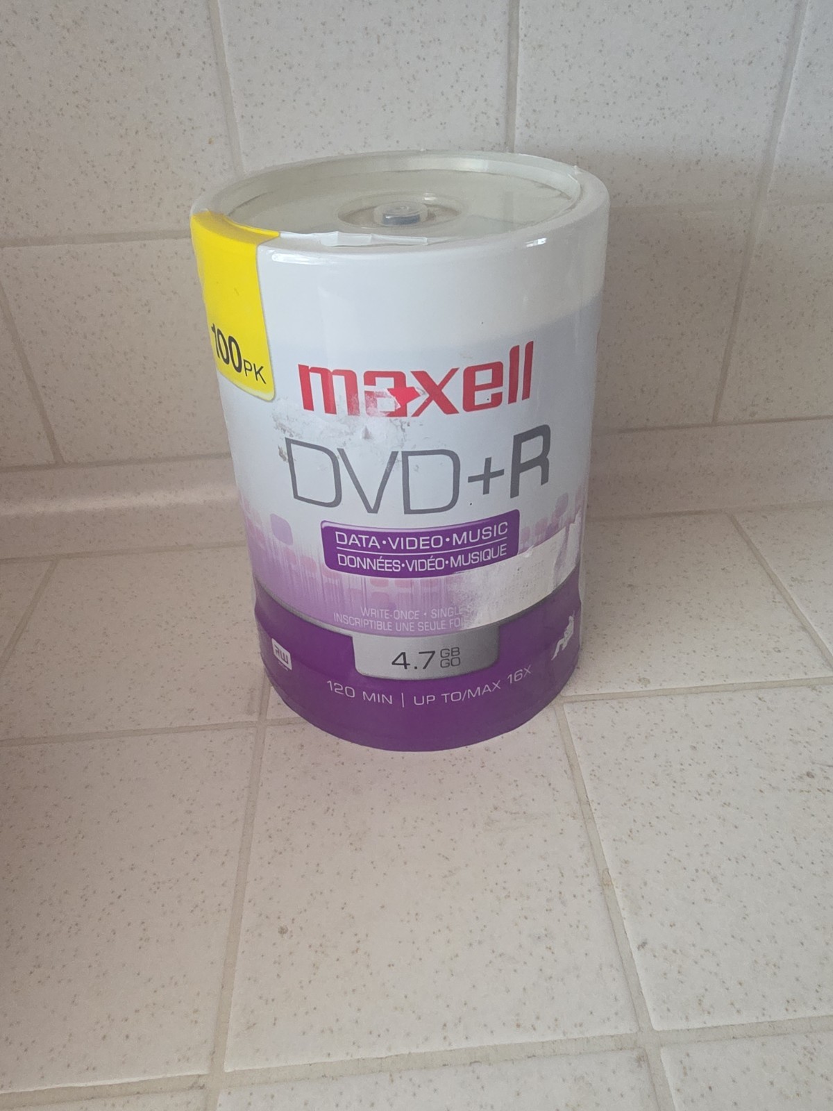 Maxell DVD+R 100 Pack 4.7 GB up to 16X 120 Minutes Single Sided SP Mode