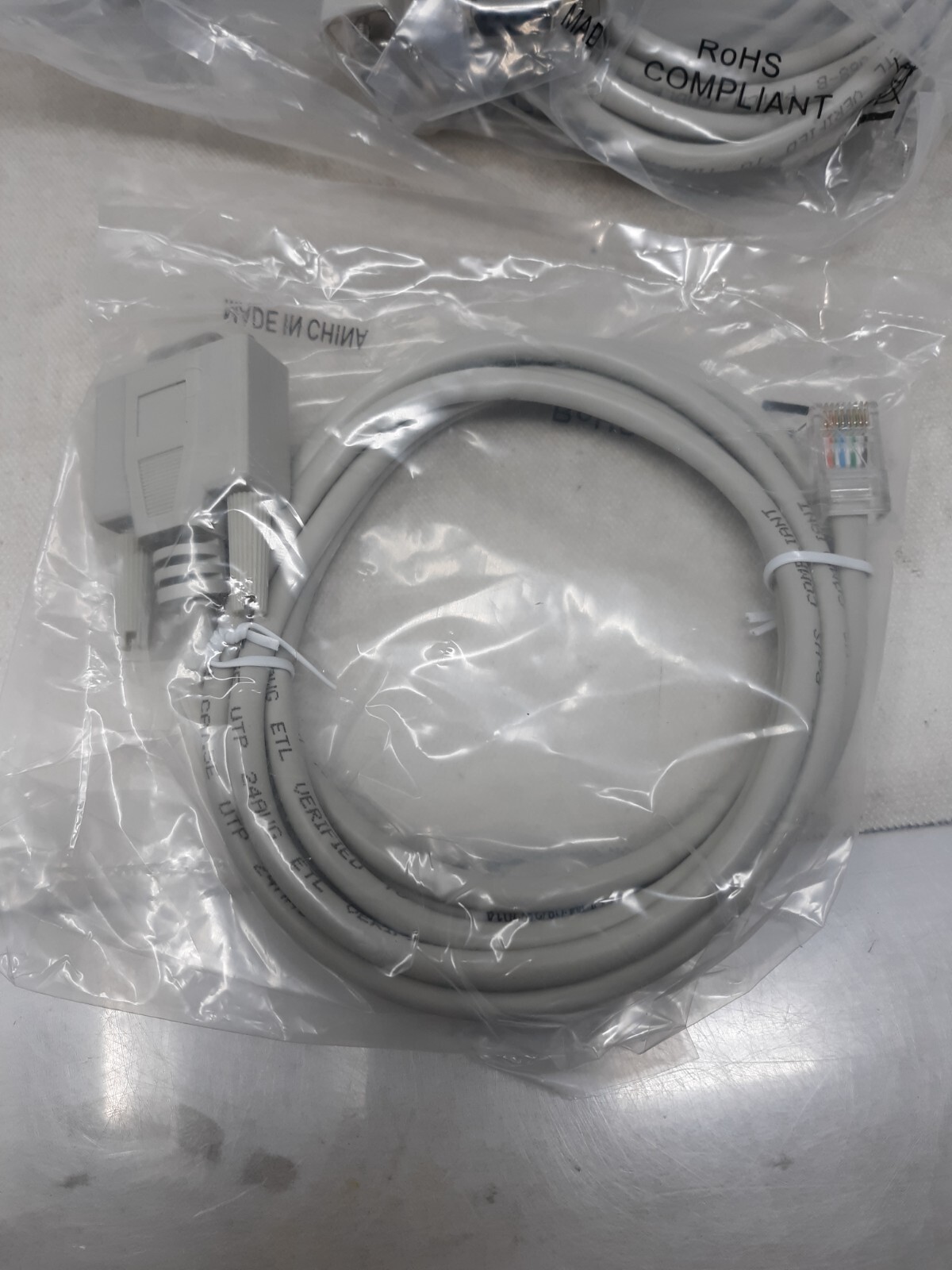 Lot of 10 DB9 to RJ45 Console Cable - Grey