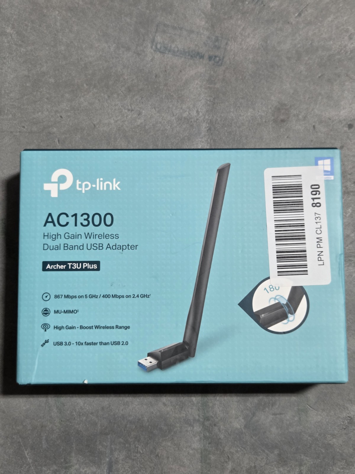 TP-LINK AC1300 Archer T3U Plus 1300Mbps Wireless Dual-Band USB Adapter Black
