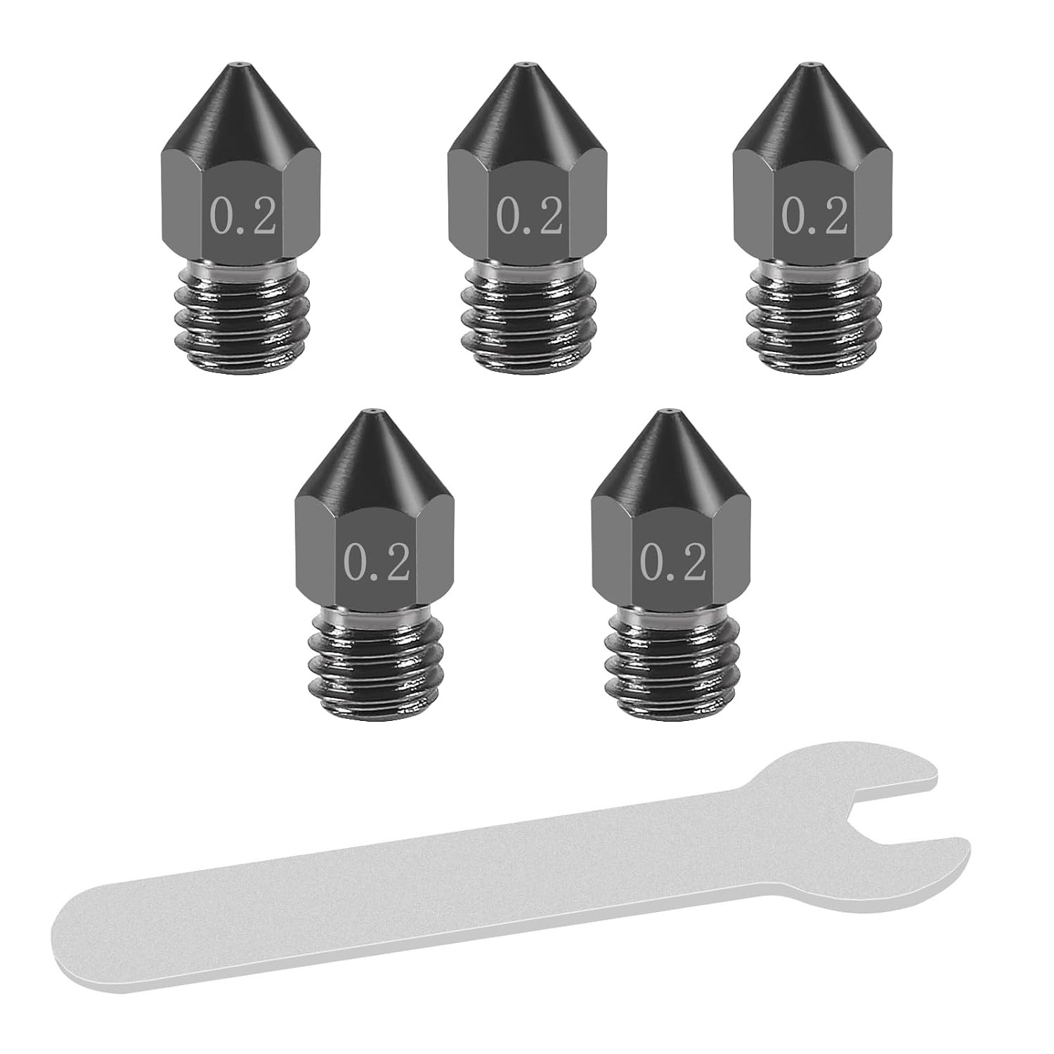 3 Pcs 0.2Mm Hardened Steel Nozzles MK8 Nozzles 3D Printer Nozzles and 3 Pcs 0.15