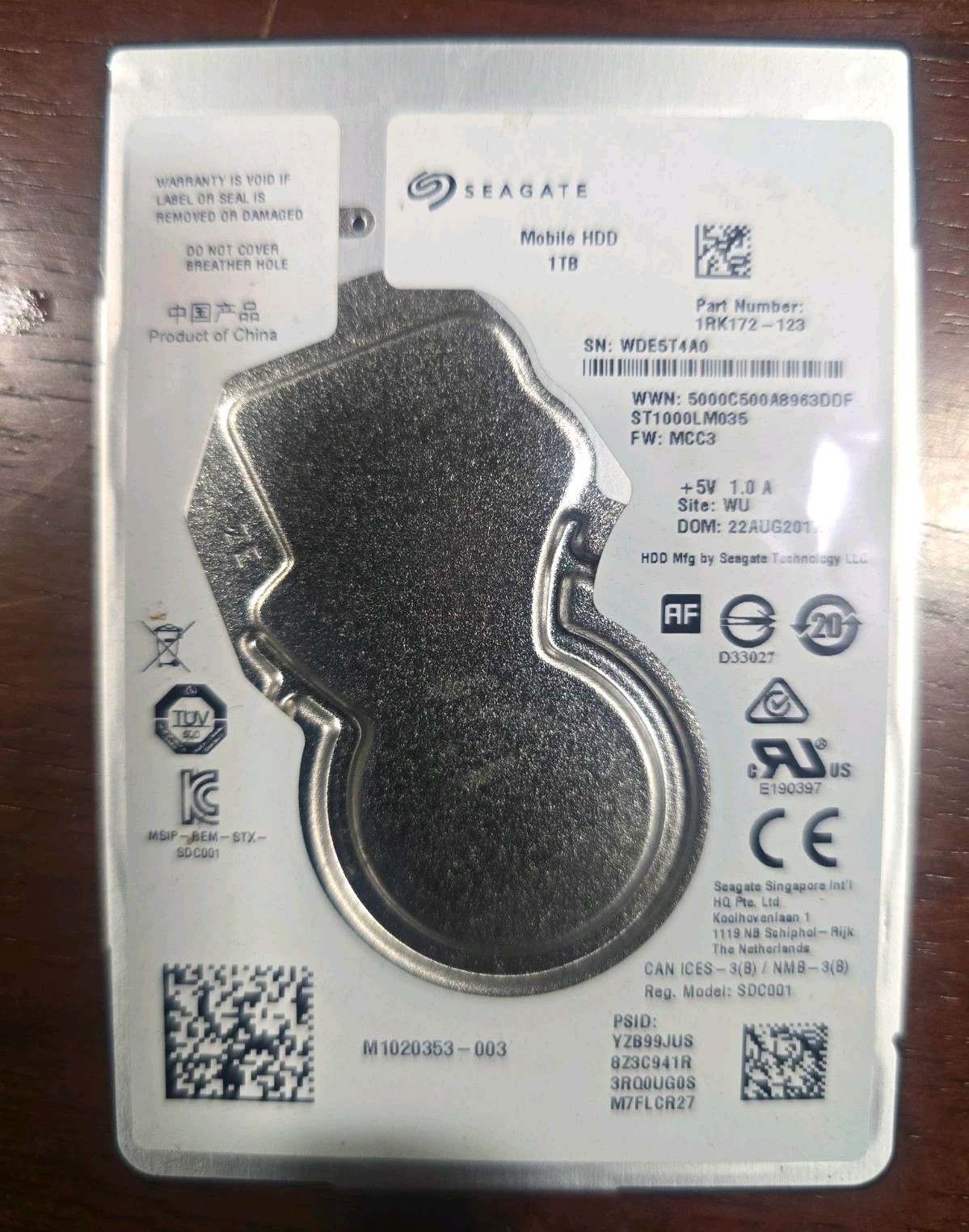 Seagate Mobile 1TB, Internal, 5400 RPM, 2.5" (ST1000LM035) Hard Drive