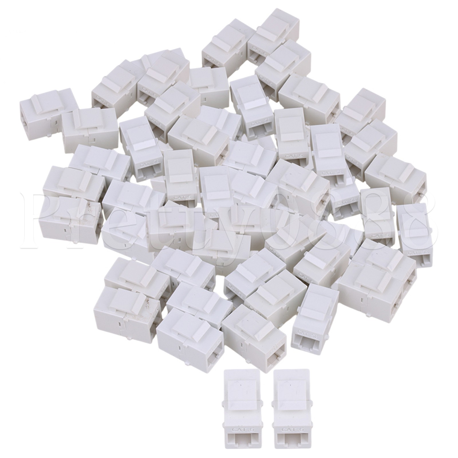 100pcs White RJ45 Coupler Female Adapter for Home Networking Home Office Audio