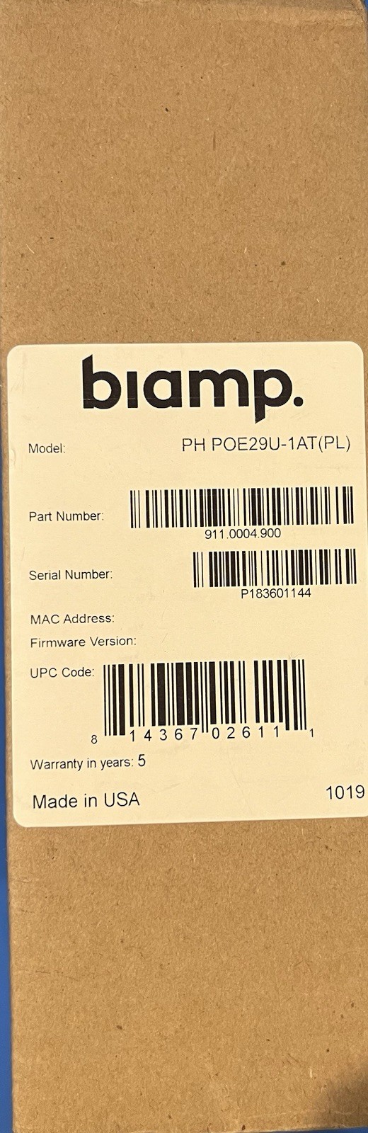 Biamp PH POE 29U-1AT
