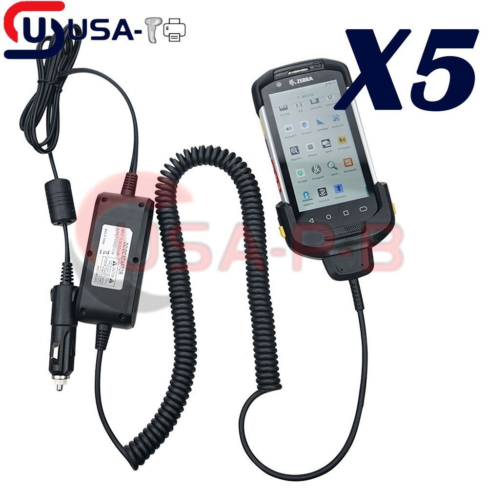 USA 5PCS 12V-24V Vehicle Car Charger Cable for Zebra TC70 TC75 TC72 TC77 75x 70x