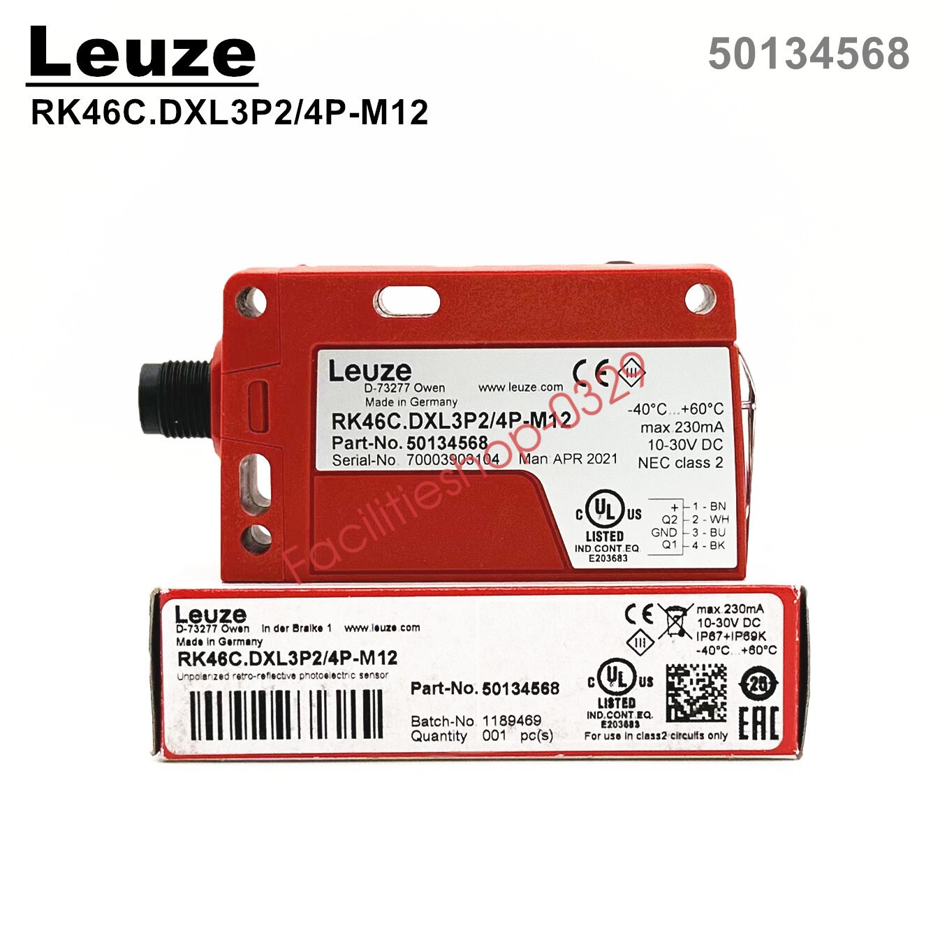 1pcs LEUZE Photoelectric Switch Sensor RK46C.DXL3P2/4P-M12 50134568 DHL/FedEx