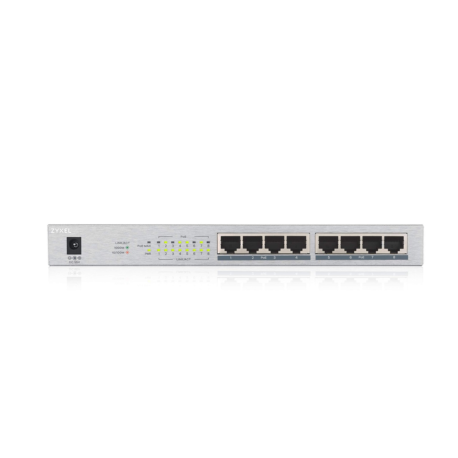Zyxel 8 Port Gigabit Unmanaged 8 x PoE+ with 60 Watt Budget, UK Plug
