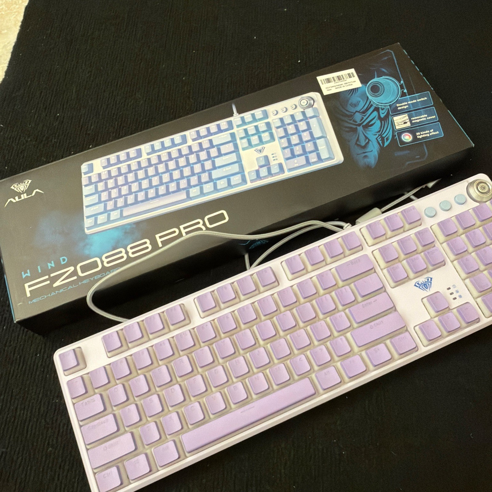 AULA F2088 Pro Mechanical Keyboard Full Size Wired Purple Keycaps customed