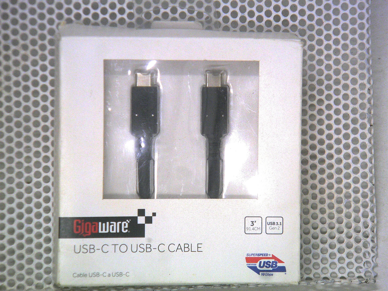 GIGAWARE 3-Foot Standard Round 3.1 USB Cable C-to-C