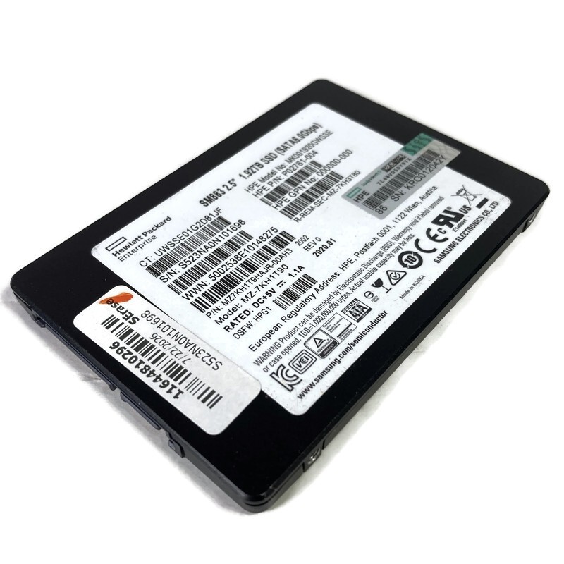 HPE P02761-004 Samsung SM883 1.92TB MK001920GWSSE 2.5" SATA III SSD MZ-7KH1T90