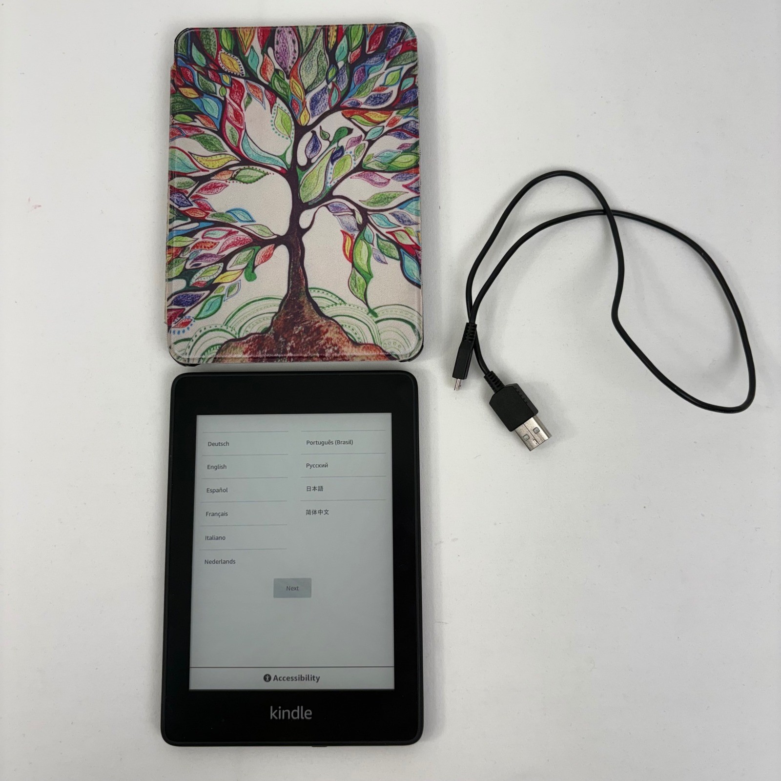 Amazon Kindle Paperwhite 10th Gen 8GB Black Bundle Case Cord Tested