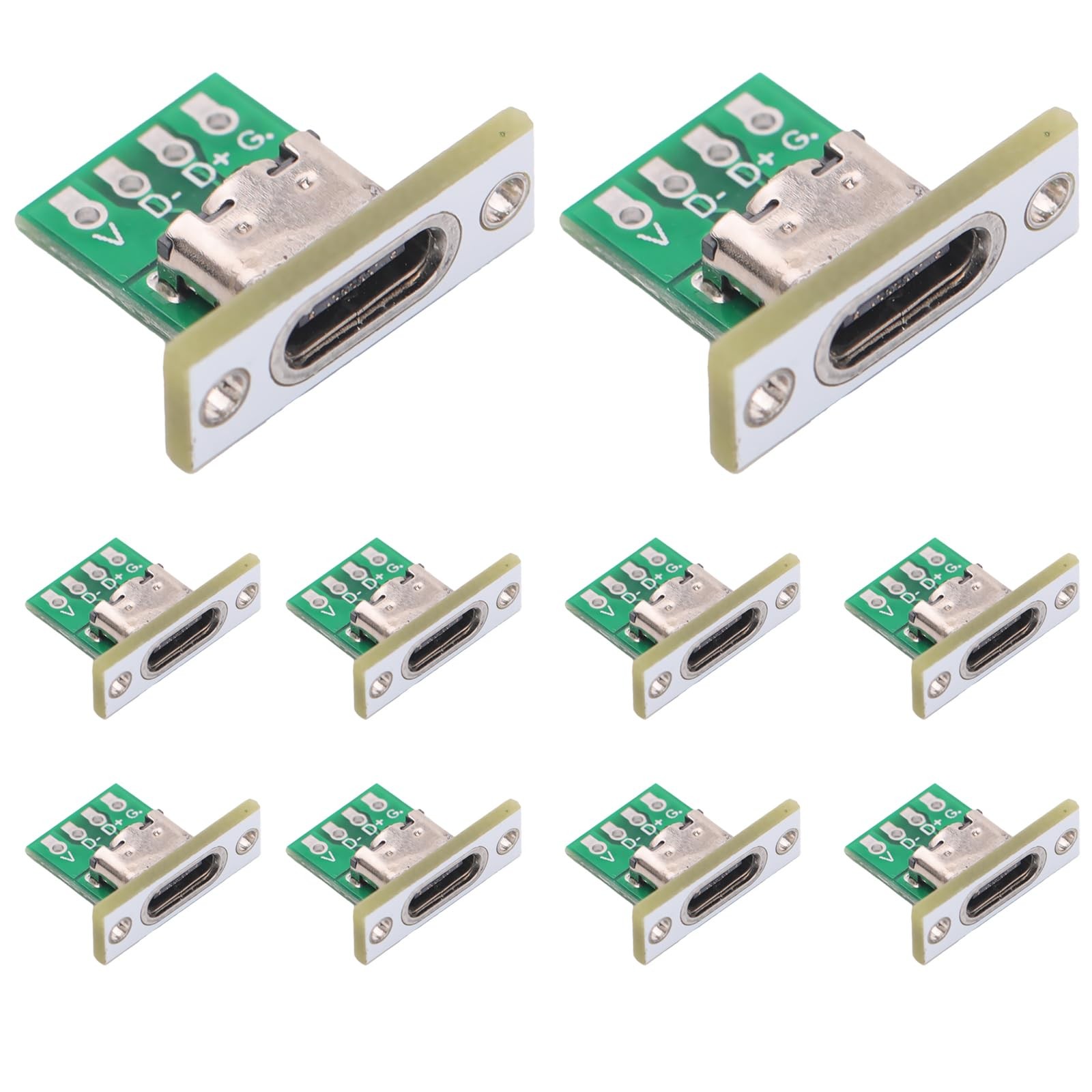 Teansic 10PCS Type C Female Socket Converter C with white baffle, White