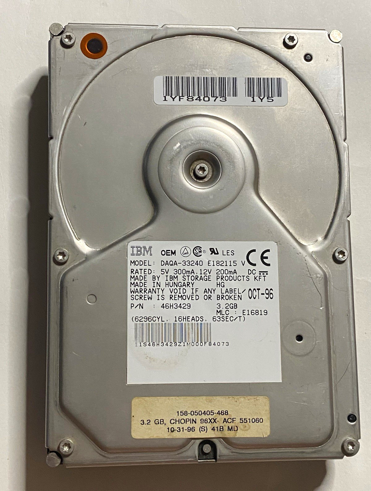 IBM Deskstar DAQA-33240 3.2GB 3.5" IDE Vintage Hard Drive - Tested/Wiped