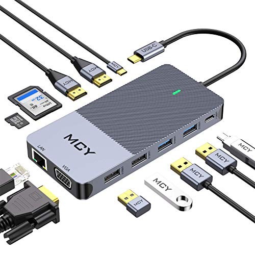 MCY Docking Station 12 in 1 Triple Display USB C Multi Monitor UCN3442 - Gray