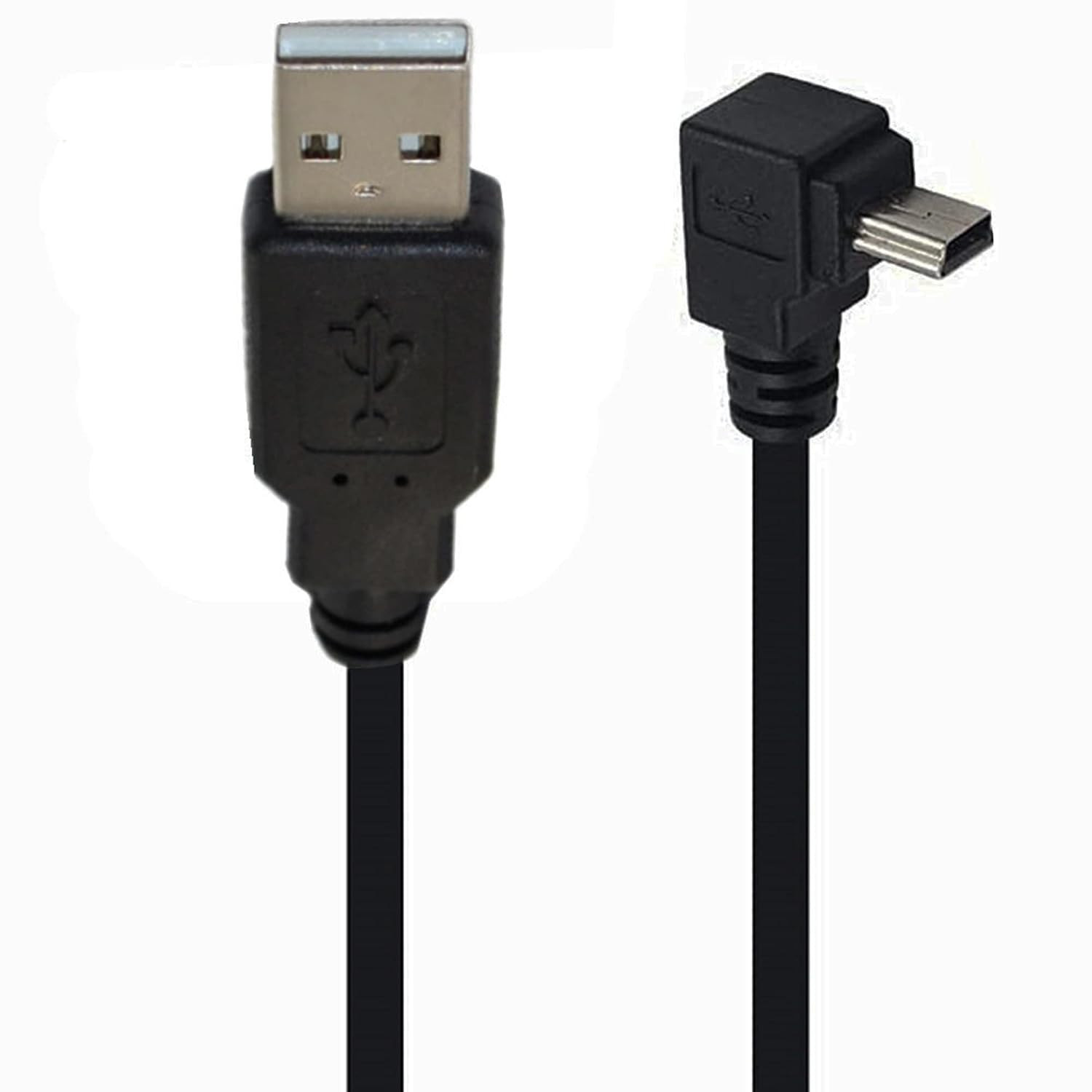 90 Degree Mini USB Extension Cable Black up Angle 4.9FT