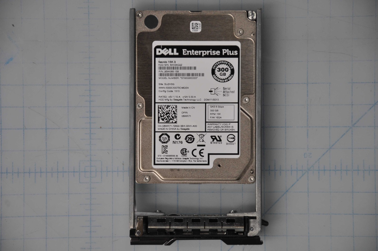 DELL 300GB 15K 2.5" 6G SAS HS HARD DRIVE DISK WTH TRAY GRADE A H8DVC 