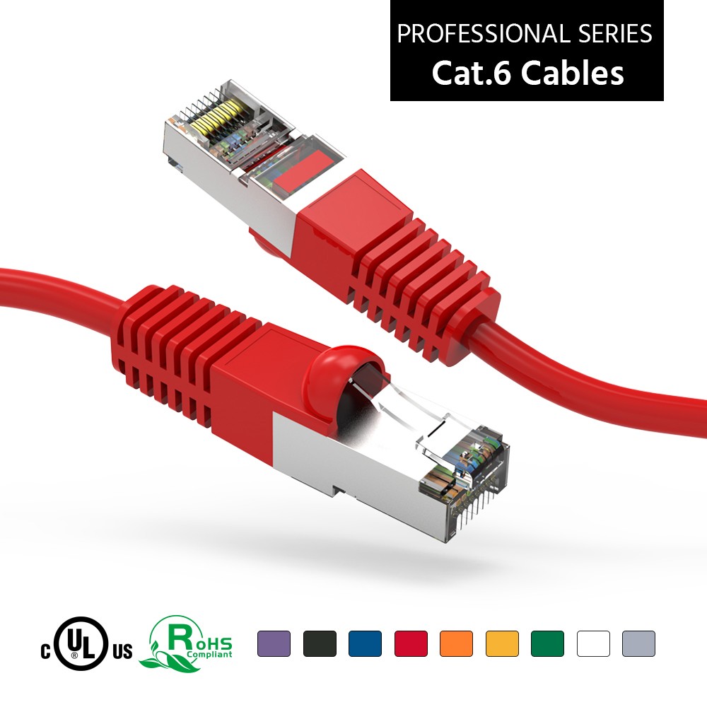 5 Pack of 100Ft CAT6 Shielded (SSTP) Ethernet Network Booted Cable 25-200 Feet R