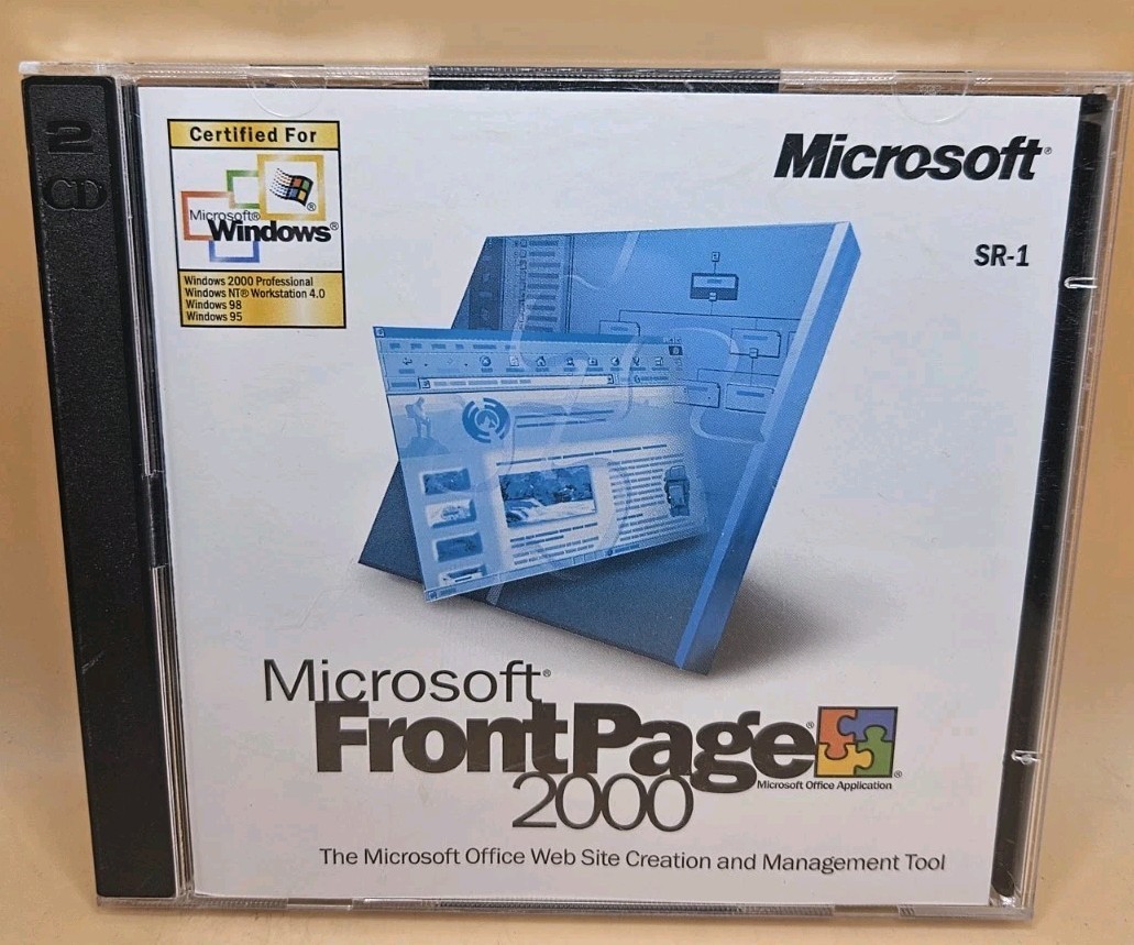 Microsoft FrontPage 2000 CD-ROM Upgrade w/ Product Key | Two CD Set