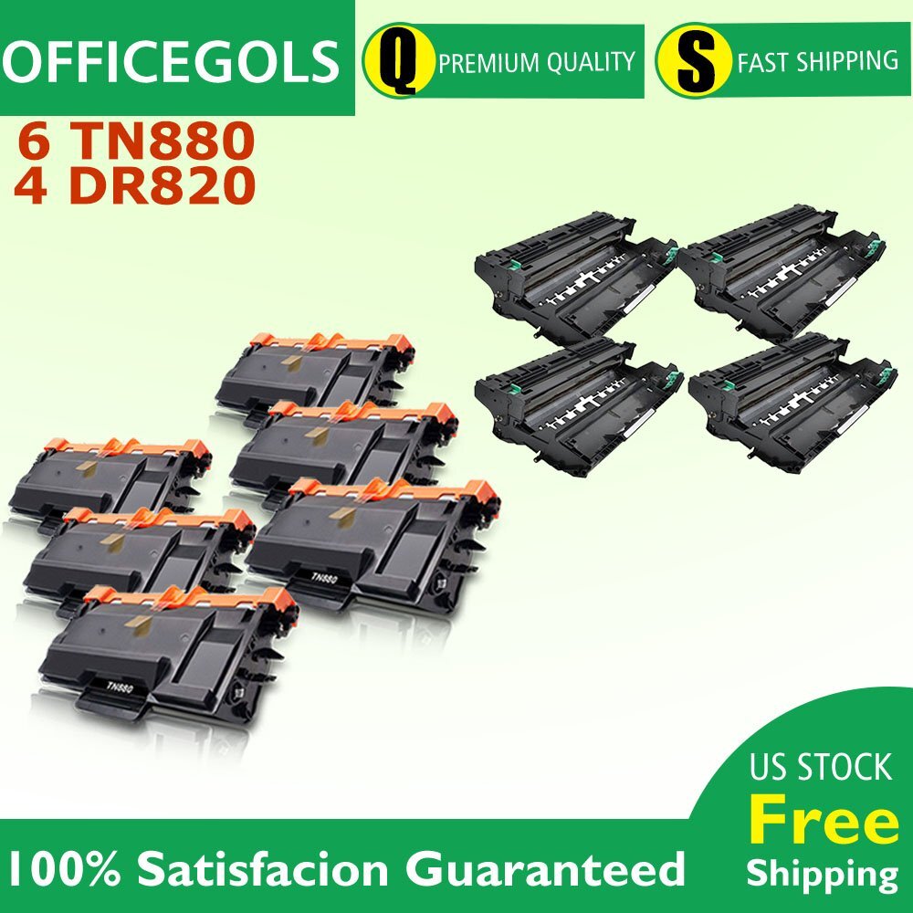 For Brother 6PK TN880  4PK DR820 Set Cartridge MFC-L5800DW HL-L6250DW US STOCK