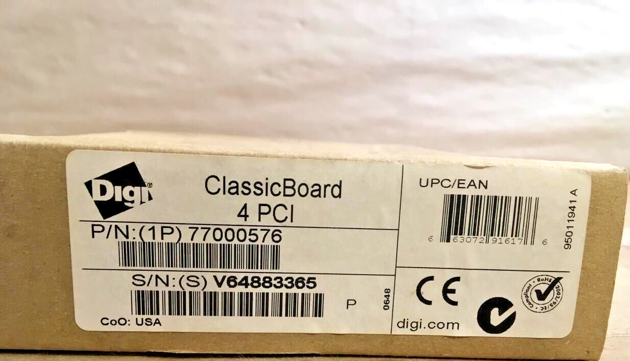 Digi International ClassicBoard 4 port PCI RS-323 Card 77000576 ✅❤️️✅❤️