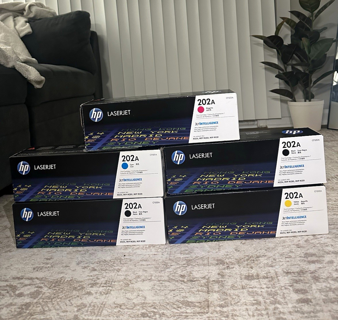 HP 202A Genuine Toner Set CF500A-CF503A BK/C/Y/M for M254 M280 M281