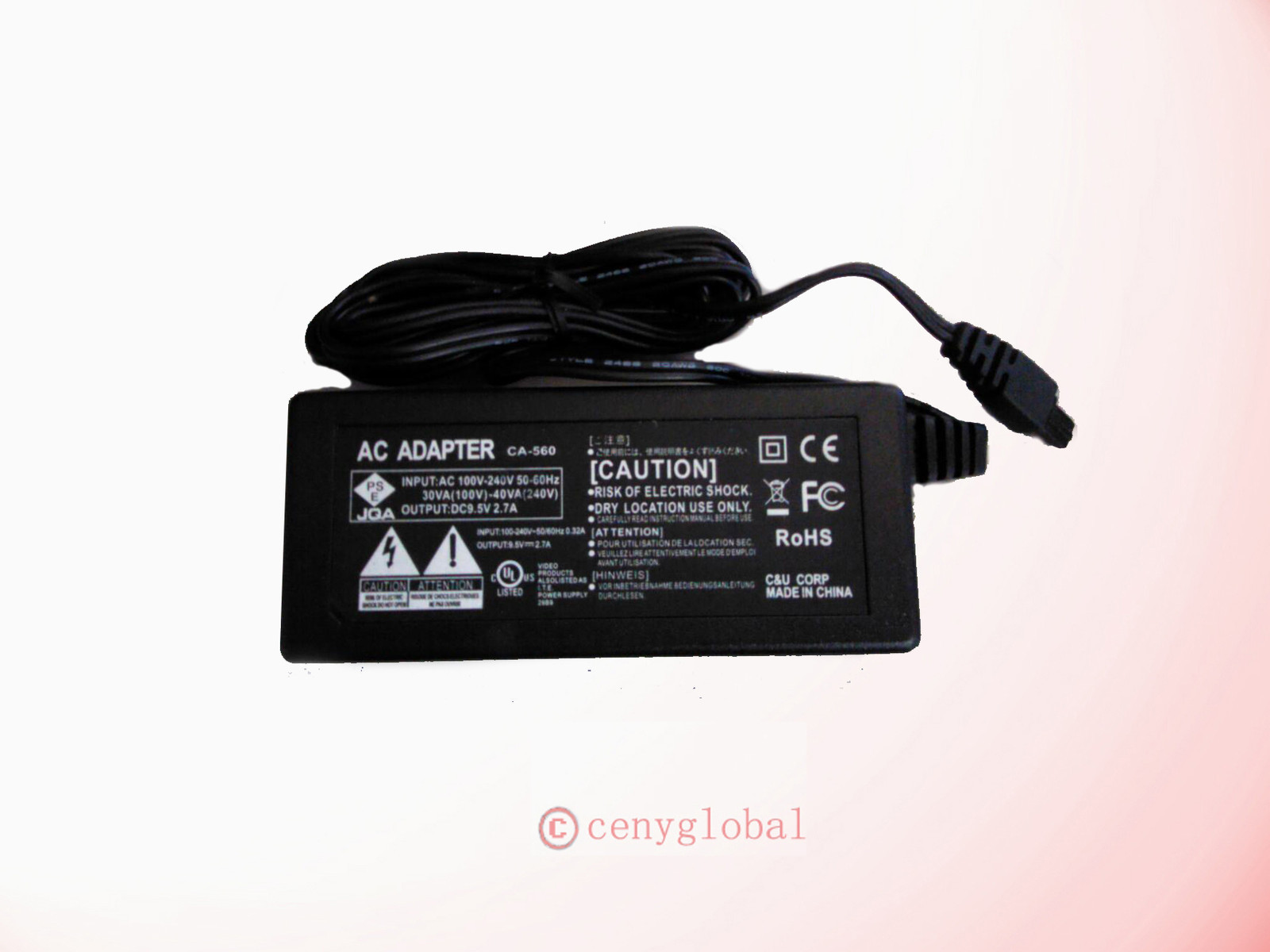 9.5V AC/DC Adapter For Canon PowerShot Digital Camera Camcorder CA-560 Charger