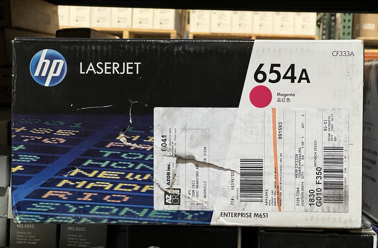 HP 654A (CF333A) Magenta LaserJet Toner Cartridge,OEM-Bad Box