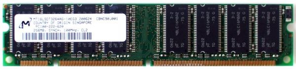 Memory 256mb,synch,100mhz,cl2 mt16lsdt3264ag-10eg3 pc100-222-620, 168p, ct32m64