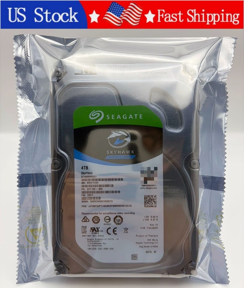 New Seagate ST4000VX007 Skyhawk 4TB 5900RPM 64MB SATA 3.5" HDD PN:2DT166-300