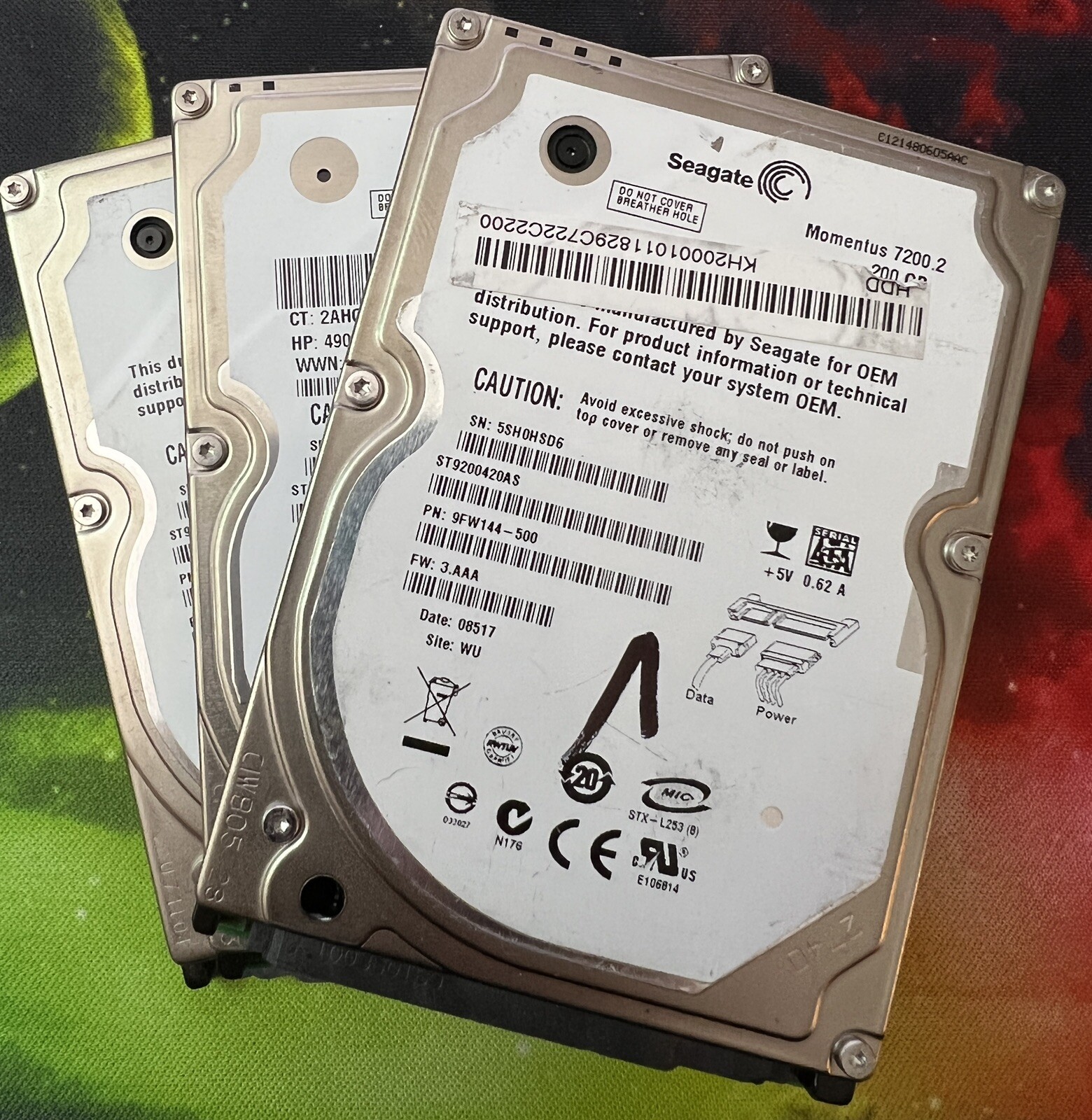 Qty 3 - 200GB 2.5" SATA Laptop Drives - Mixed Brands - Read Description (AS-IS)