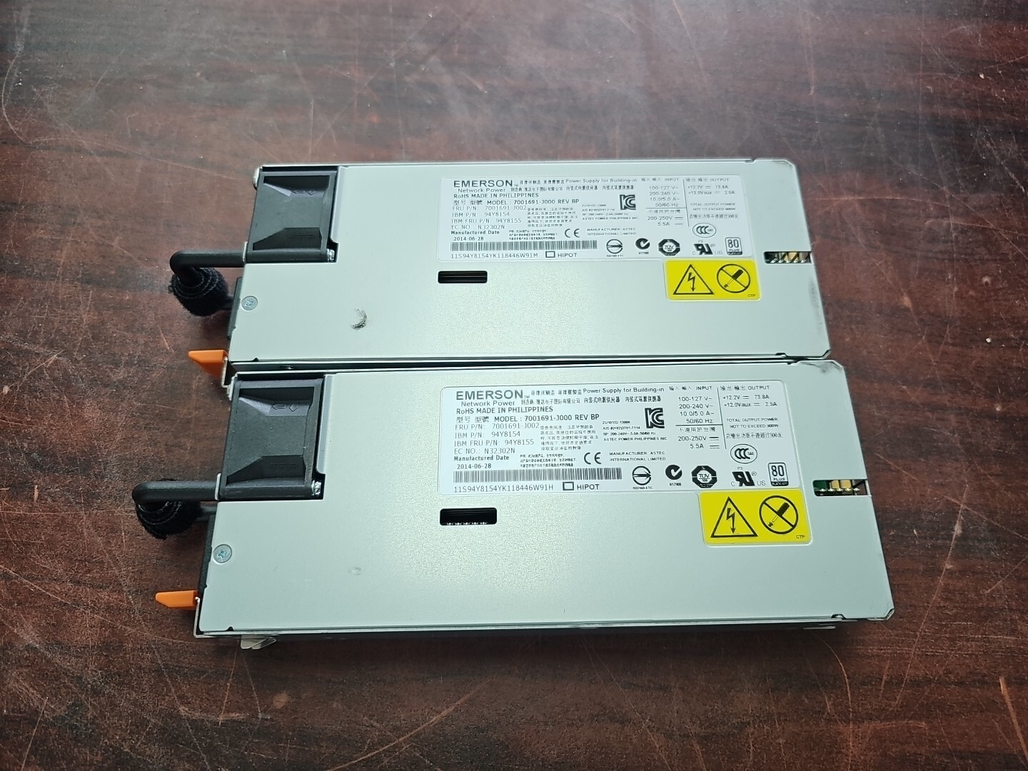 Lot of 2 Emerson 7001691-J000 Rev BP 900W Power Supply IBM 94Y8154 94Y8155