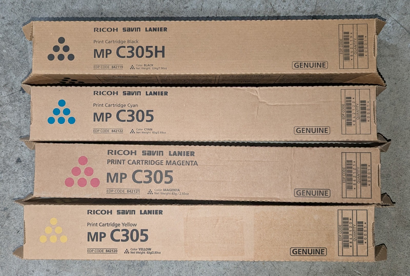 Genuine Set of 4 Ricoh MP C305 842119/20/21/22 CMYK Toner Ricoh/Savin/Lanier