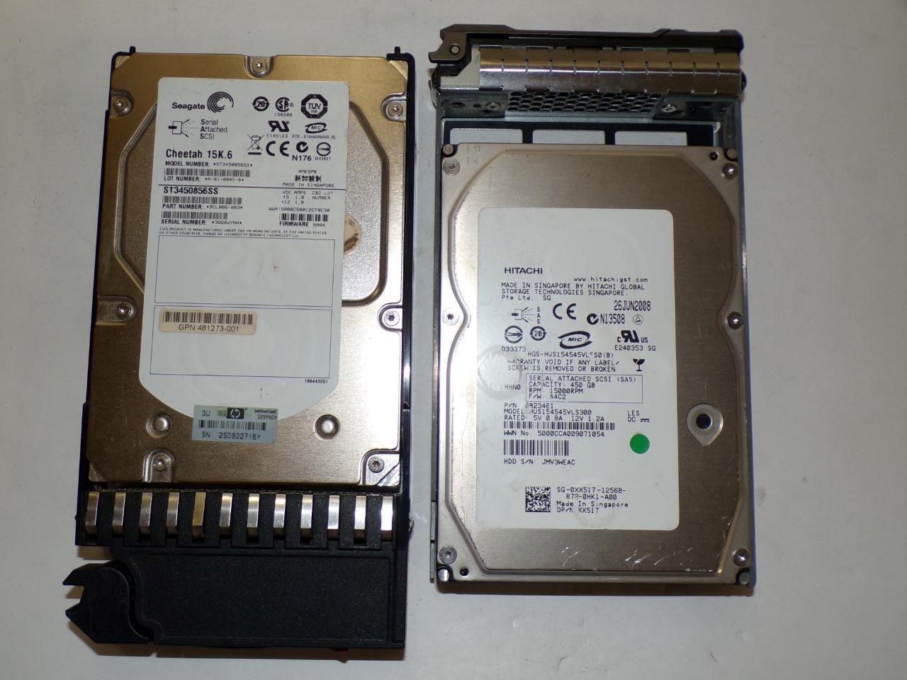 *Mix Lot of 2* SAS 450GB HDD Seagate ST3450856SS & Hitachi HUS154545VLS300