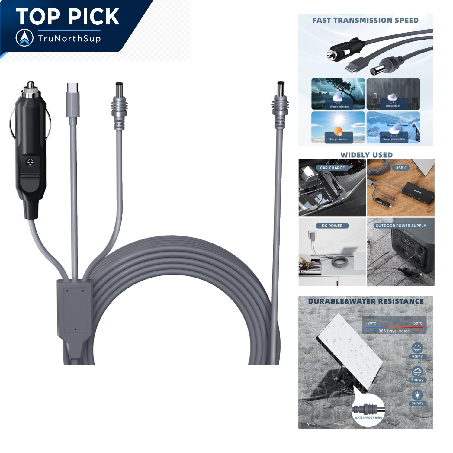 Starlink Mini 3-in-1 Power Cable 10ft Waterproof DC to DC USB C Car Charger