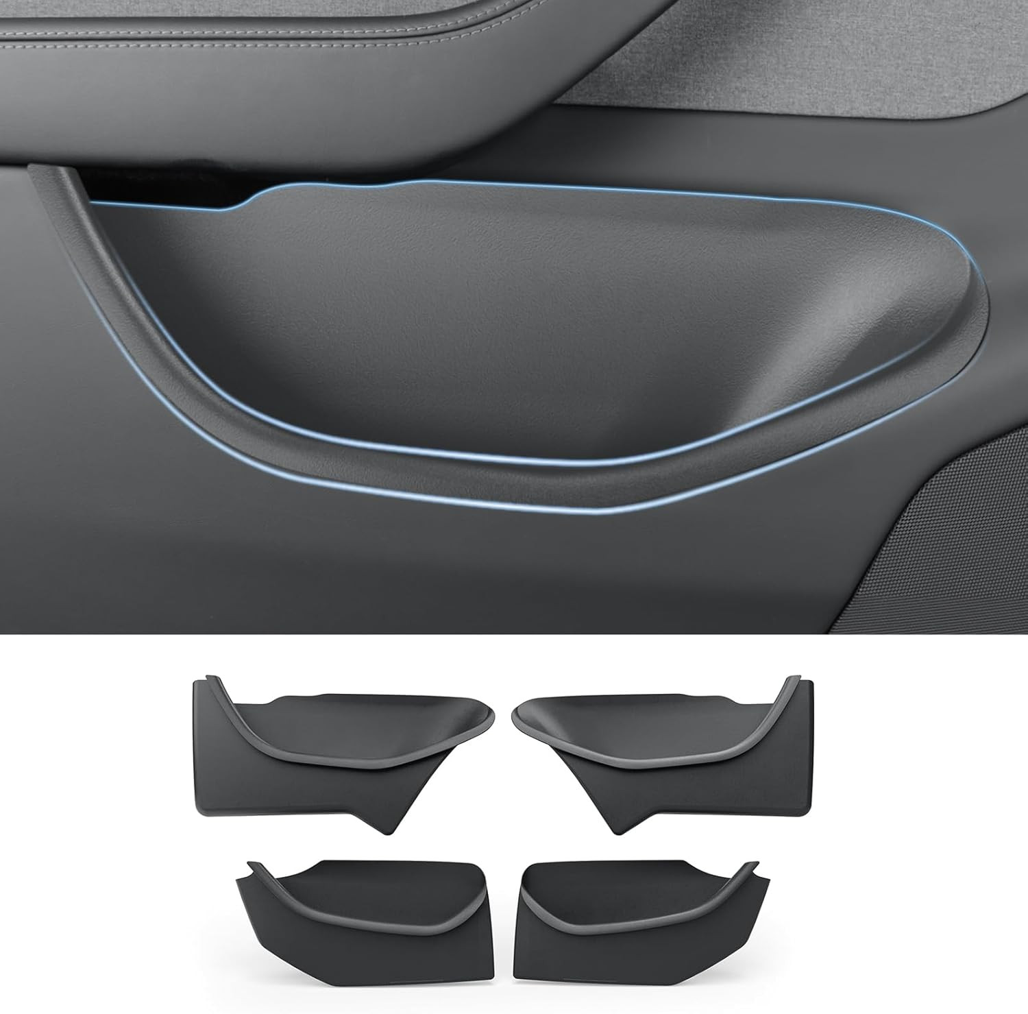 4PCS Door Side Storage Box Full Arounding for Tesla Model Y Juniper 2025 2026 Fr