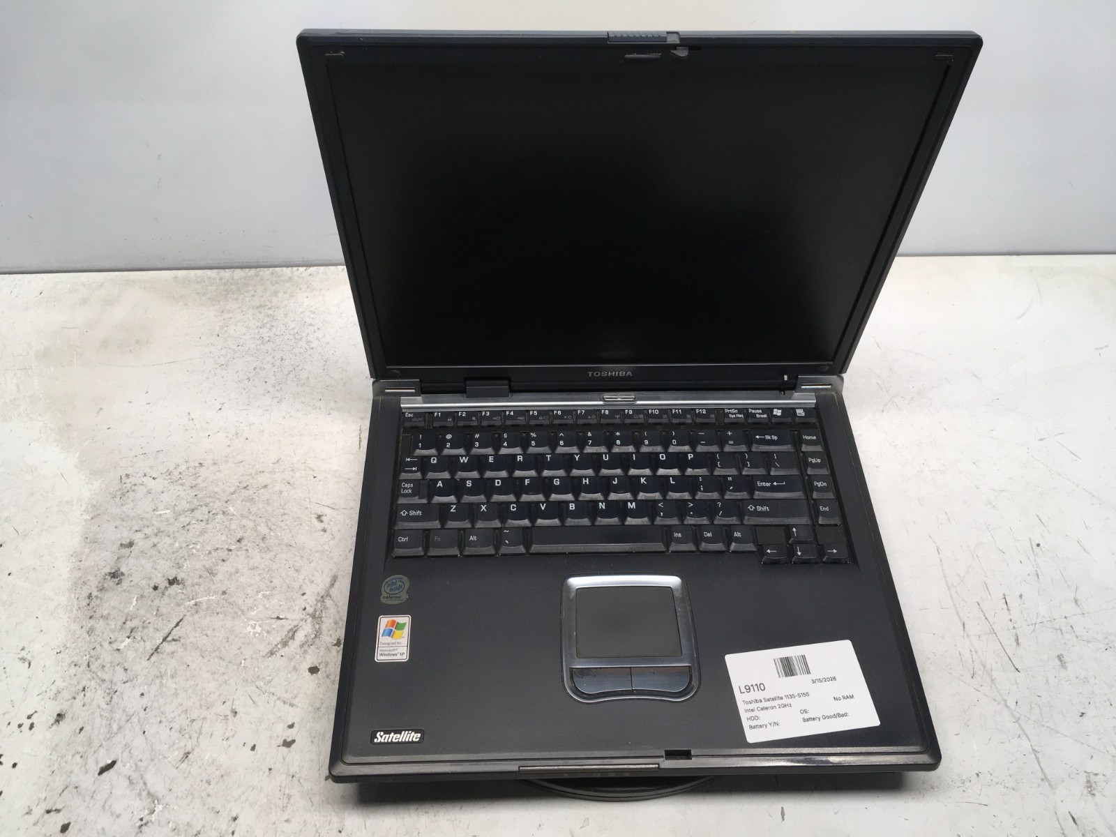 Toshiba Satellite 1135-S155 Intel Celeron 2GHz No RAM NO HDD