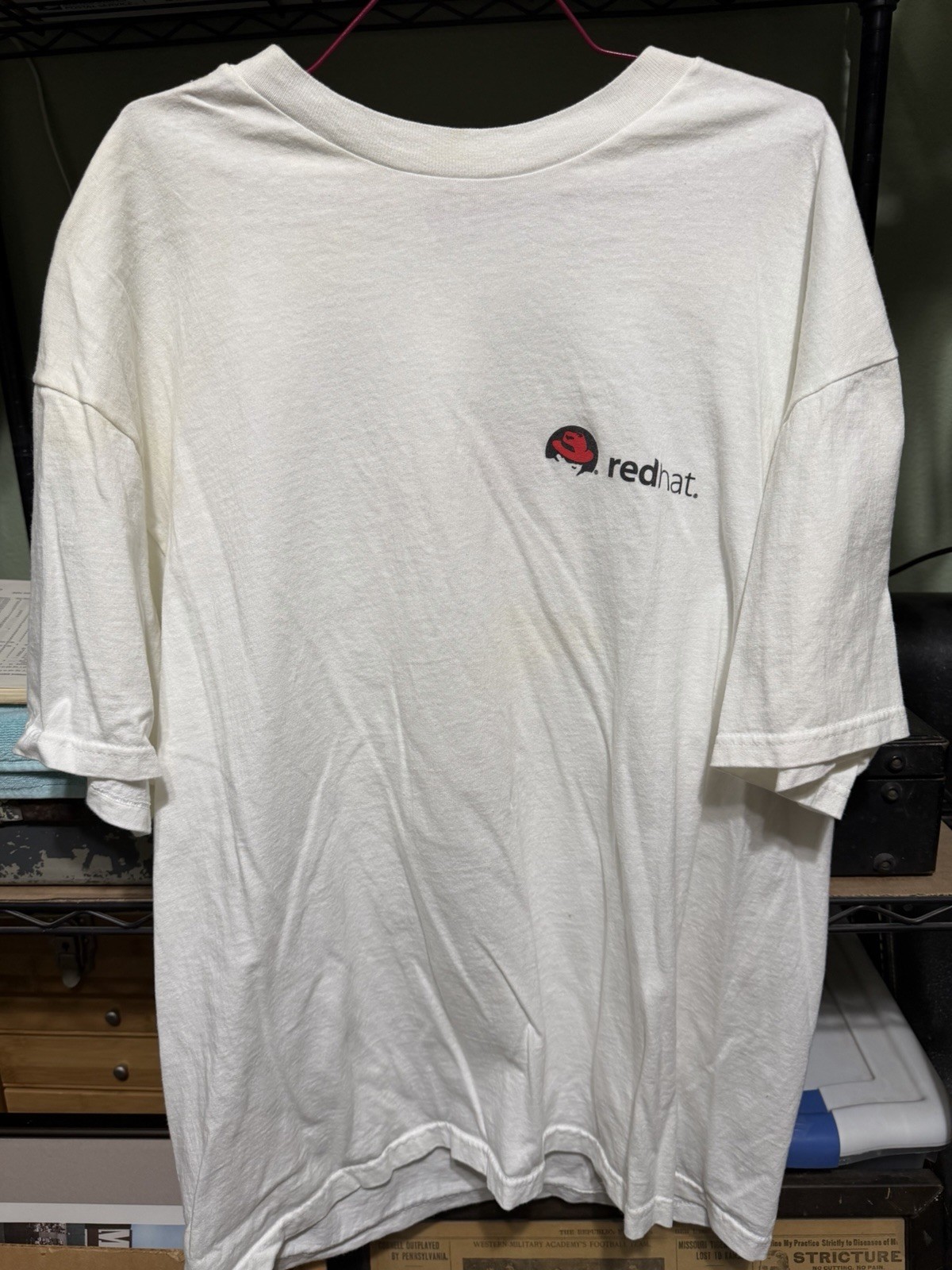 Vintage 90s Red Hat Linux Shadowman Open Your Mind T Shirt XL Hanes Tech