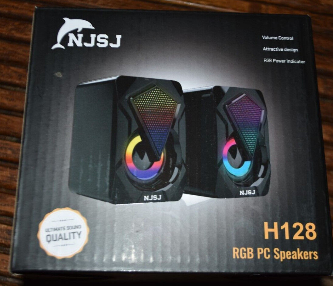 NJSJ h 128 RGB pc speaker with power indicator volume control New in Box
