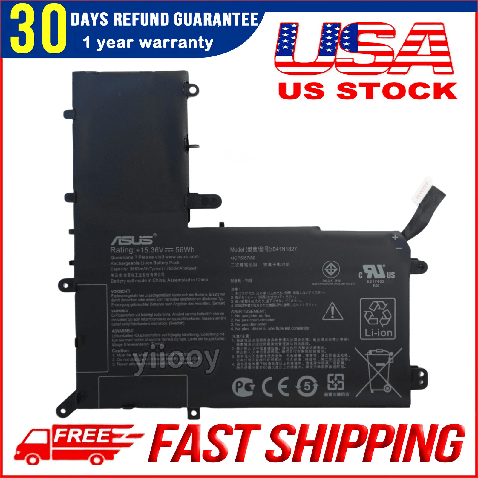 New Genuine B41N1827 Battery for Asus ZenBook Flip 15 UX562FA UX562IA UX562FD