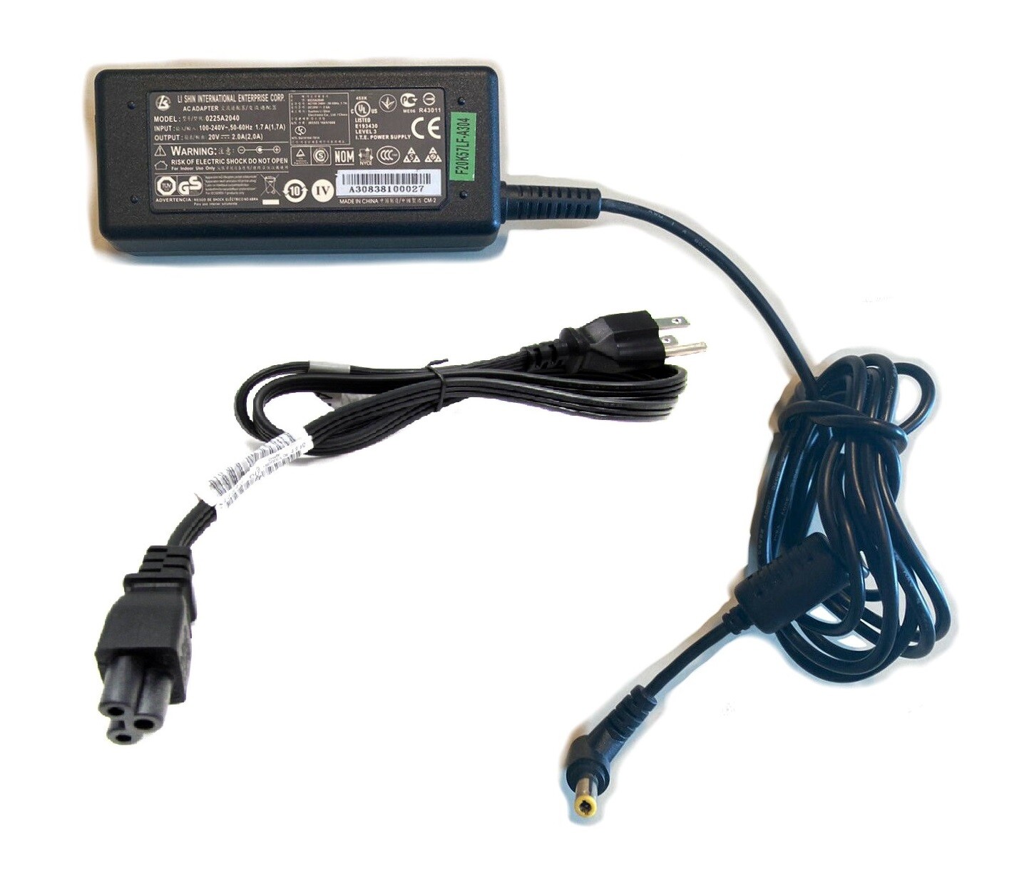 Gateway Li Shin 0225A2040 20V 2A Charger Ac Adapter Power Supply - Original OEM