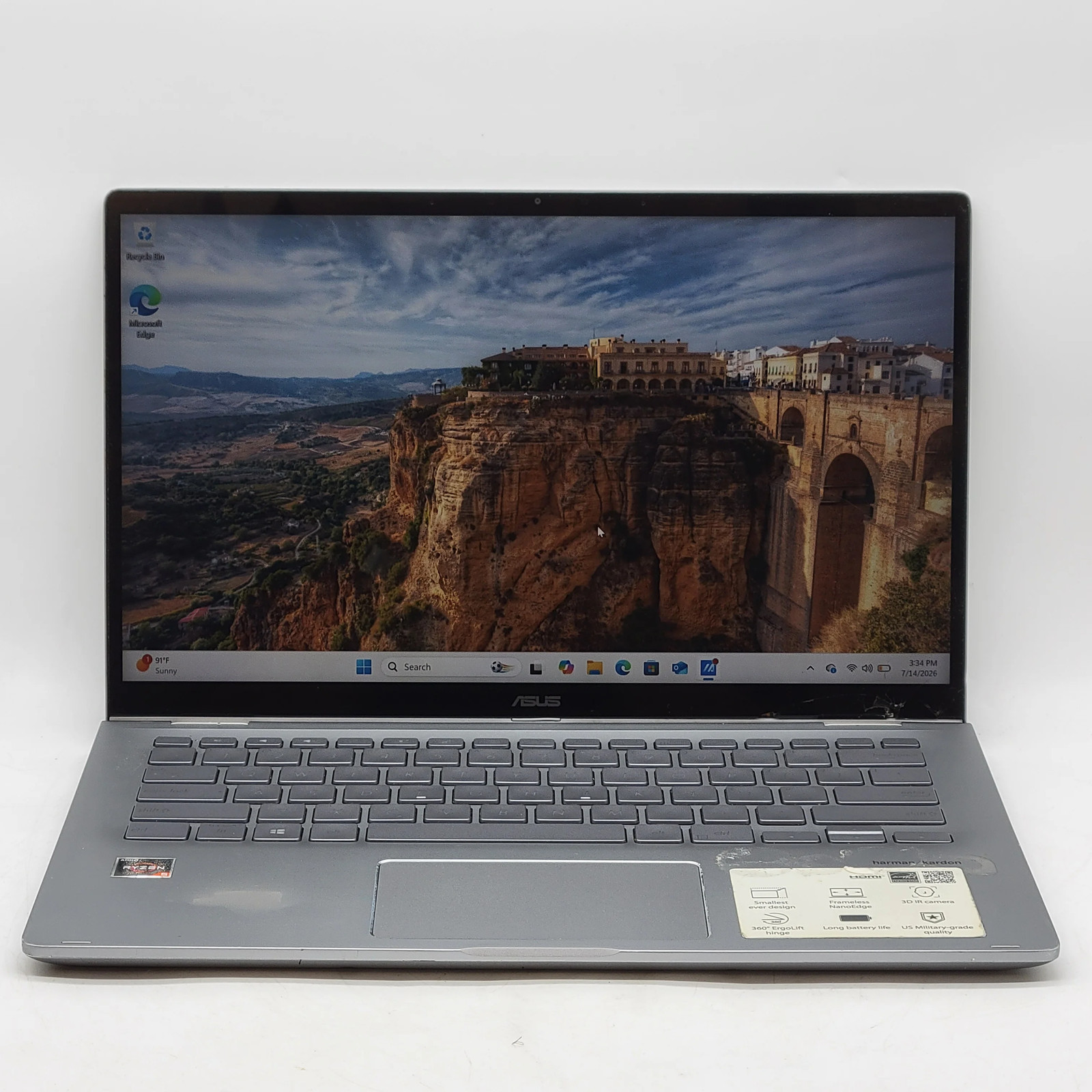 Broken Asus ZenBook Q406DA 14" Ryzen 5 3500U 2.1GHz 8GB RAM 256GB SSD Read