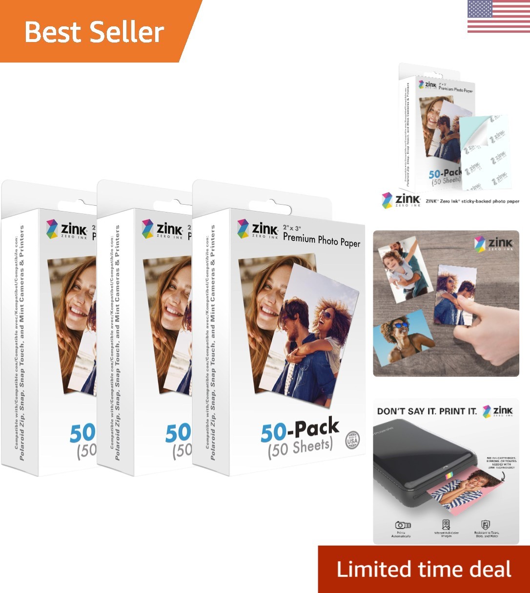 150 Pack of 2x3 Semi-Gloss Instant Photo Paper for Polaroid Zip & Mint Cameras