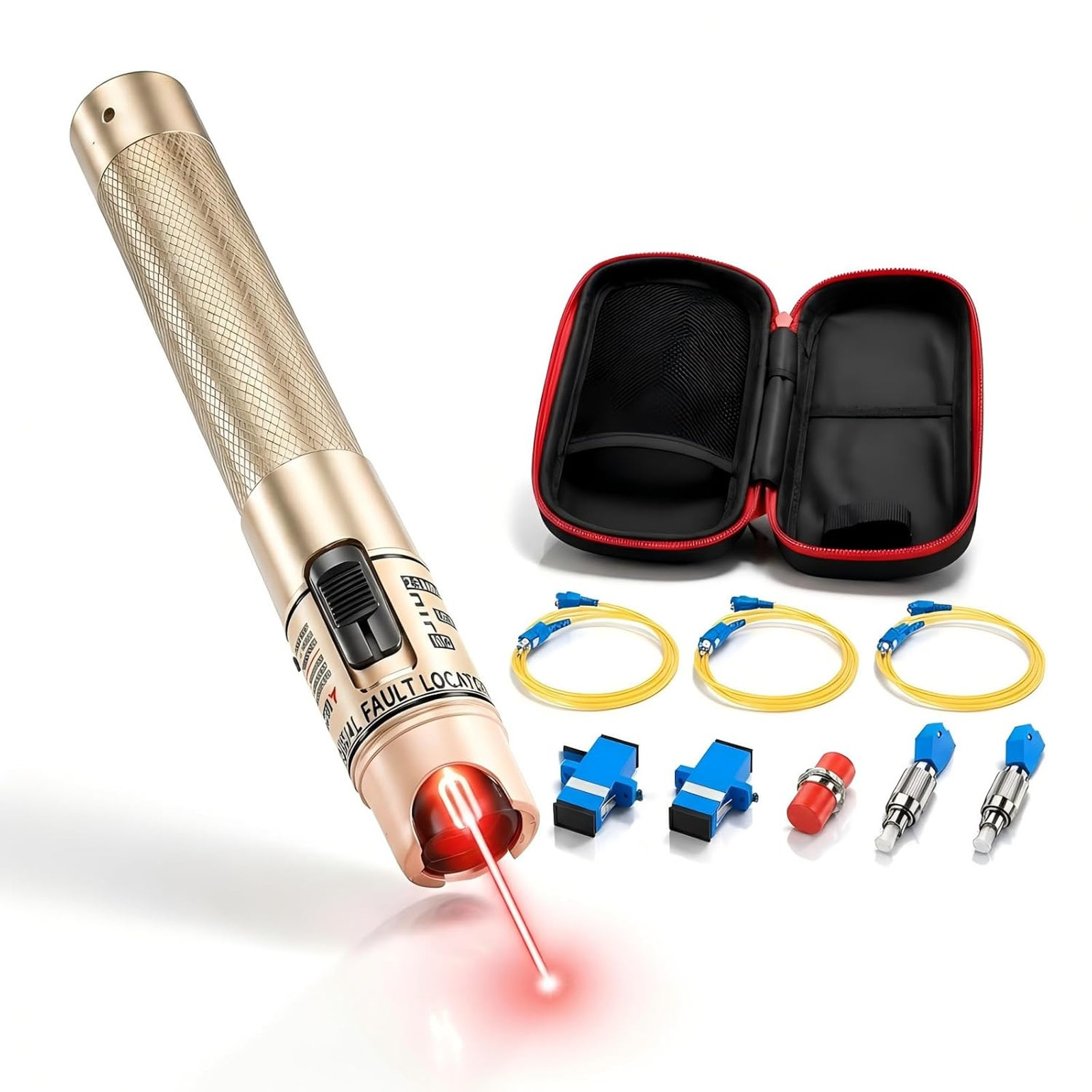 Visual Fault Locator Kit - 50KM Range Fiber Optic Cable Tester Tool Kit Red