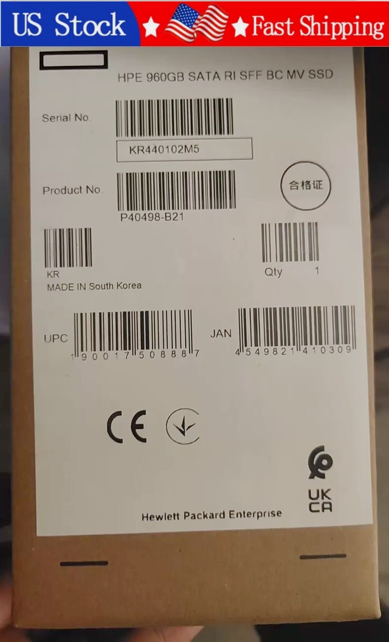 New HPE P40498-B21 P41523-001 960GB SATA 6G RI 2.5" SFF BC SSD Gen10 Plus V2