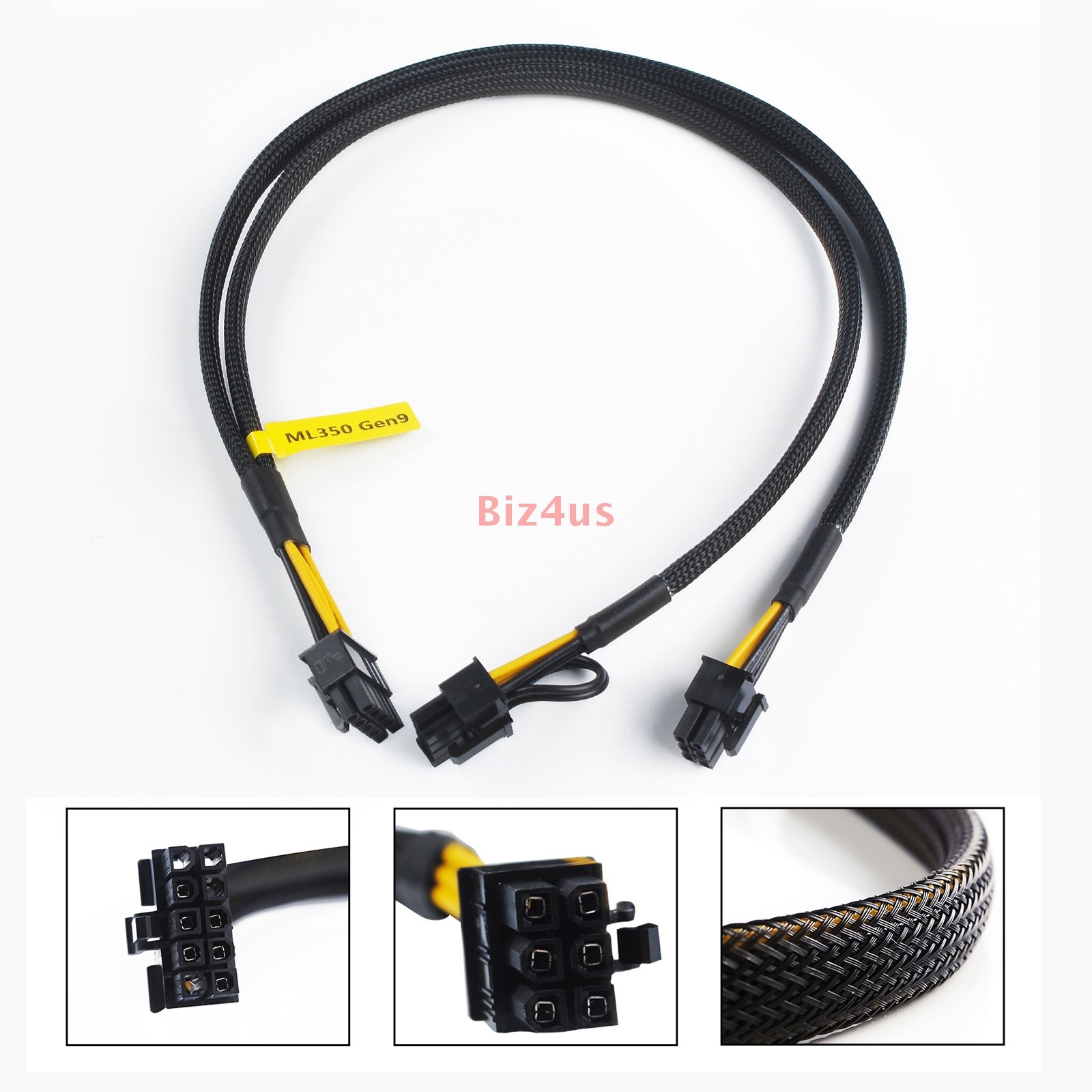 10pin to 6pin+8pin PCIE GPU Power Adapter Cable for HP ML350 DL360 G9 Gen9  50cm