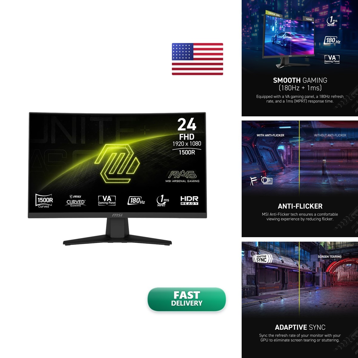 MSI MAG 244C 24-inch 1920x1080 FHD Gaming Monitor Black